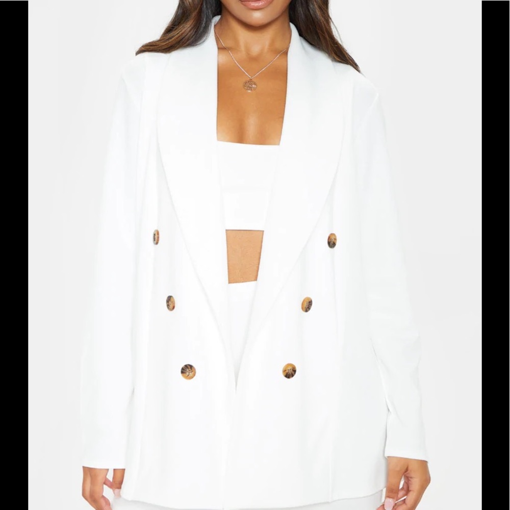 Pretty Little Thing White Oversized Blazer